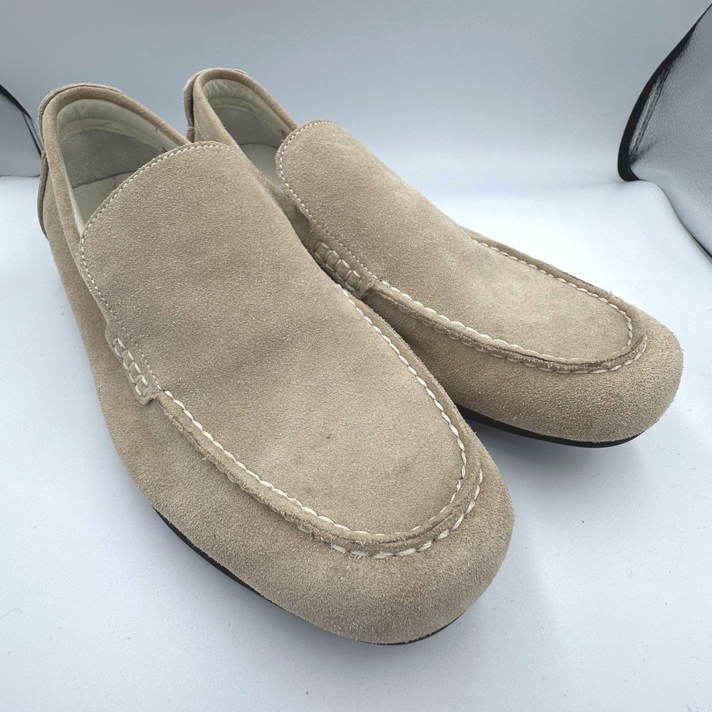Ashworth Mens Coastal Beige Suede Loafers Slip On Driving Shoes G54175 Size 10